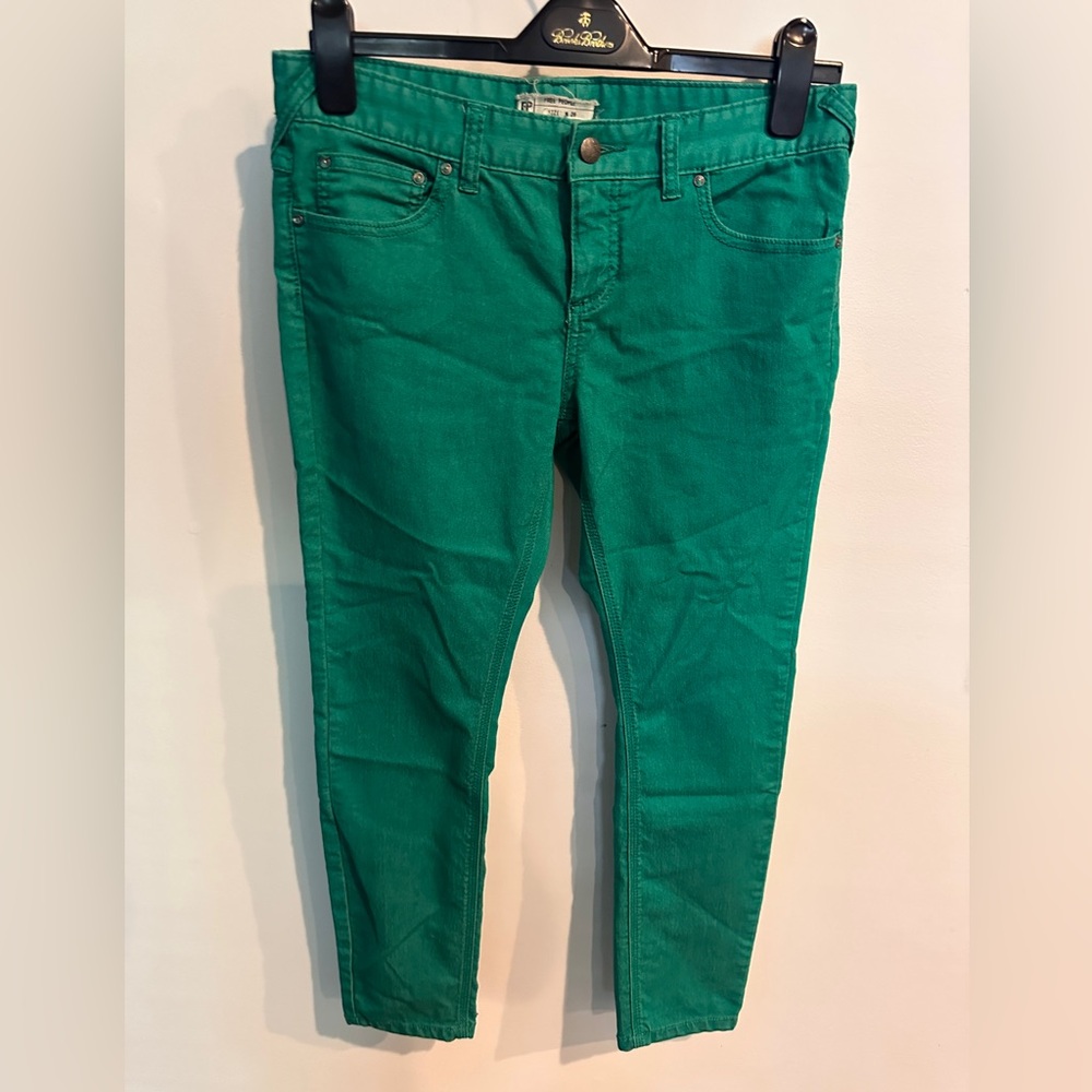 Free People Green Teal Skinny Jeans Women’s W29 Cropped Ankle 0064